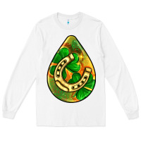 White st.patrick's teardrop earrings Long Sleeve Tee - FaDigitalArtStudio