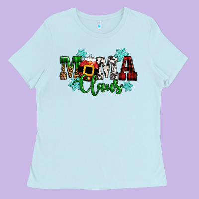 Mama Claus Christmas Ladies Tee Designed By Cowgirlartshop