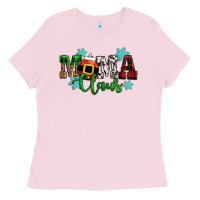 Bubblegum Pink mama claus christmas Ladies Tee - CowGirlArtShop