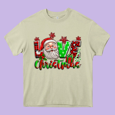 Love Christmas Santa Heavy Core Tee Designed By Texasbilliewilder