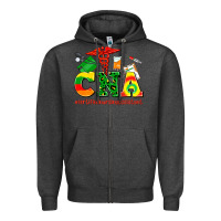 Charcoal Heather cna juneteenth certified nursing assistant Zipper Hoodie - AdoDesignShop