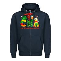 Navy cna juneteenth certified nursing assistant Zipper Hoodie - AdoDesignShop