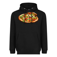 Black big pizza Heavyweight Hoodie - AdoDesignShop
