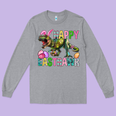 Happy Eastrawr Easter Long Sleeve Tee Designed By Bundleandbundleshop
