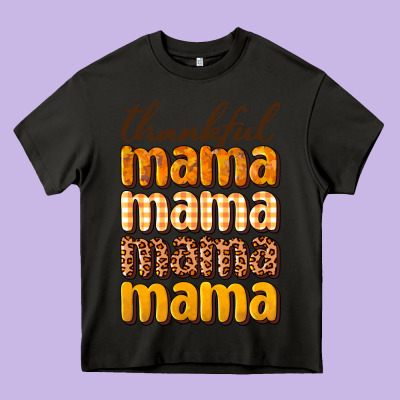 Thankful Mama Heavy Core Tee Designed By Nancycooperartshop
