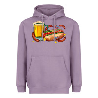 Lavender hot dog and beer with stars and usa flags Heavyweight Hoodie - AdoDesignShop