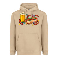 Mushroom hot dog and beer with stars and usa flags Heavyweight Hoodie - AdoDesignShop