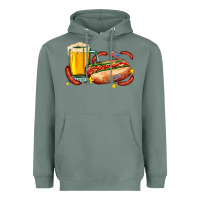 Sage hot dog and beer with stars and usa flags Heavyweight Hoodie - AdoDesignShop