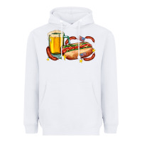 White hot dog and beer with stars and usa flags Heavyweight Hoodie - AdoDesignShop