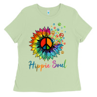 Daisy Peace Sign Hippie Soul Retro Hippie Flower Lovers T Shirt Ladies Tee | Teevron