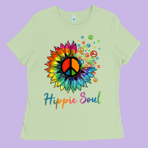 Daisy Peace Sign Hippie Soul Retro Hippie Flower Lovers T Shirt Ladies Tee Designed By Baomotion