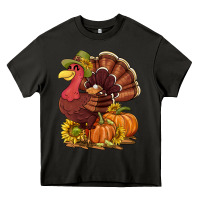 Asphalt Thanksgiving turkey with pumpkin and sunflower Heavy Core Tee - NancyCooperArtShop