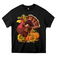 Black Thanksgiving turkey with pumpkin and sunflower Heavy Core Tee - NancyCooperArtShop
