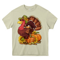 Mossy Thanksgiving turkey with pumpkin and sunflower Heavy Core Tee - NancyCooperArtShop