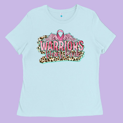 Warriors Wear Pink Breast Cancer Ladies Tee Designed By Cowgirlartshop