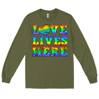 Army Green Western Love Lives Here Long Sleeve Tee - BundleAndBundleShop