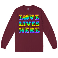 Burgundy Western Love Lives Here Long Sleeve Tee - BundleAndBundleShop
