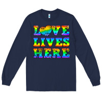 Navy Western Love Lives Here Long Sleeve Tee - BundleAndBundleShop