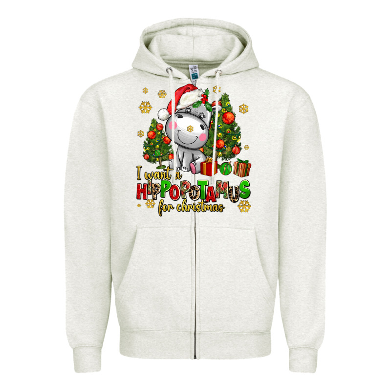 I Want A Hippopotamus For Christmas Zipper Hoodie by AdoDesignShop | Teevron