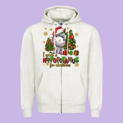 I Want A Hippopotamus For Christmas Zipper Hoodie Designed By Adodesignshop