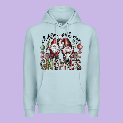 Chillin With My Gnomies Premium Hoodie Designed By Cowhidedigitalart