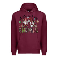 Burgundy Chillin With My Gnomies Premium Hoodie - CowhideDigitalArt