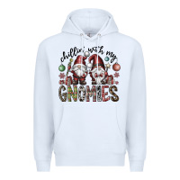 White Chillin With My Gnomies Premium Hoodie - CowhideDigitalArt
