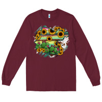 Burgundy Guanajuato sunflower serape map Long Sleeve Tee - RanaPortraitStore