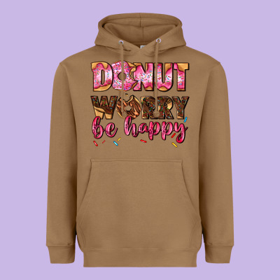 Donut Worry Be Happy Heavyweight Hoodie Designed By Adodesignshop