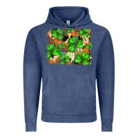 Vintage Denim st.patricks plaid  green glitter cowhide  leopard Vintage Hoodie - FaDigitalArtStudio