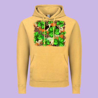 St.patricks Plaid  Green Glitter Cowhide  Leopard Vintage Hoodie Designed By Fadigitalartstudio