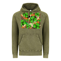 Vintage Olive st.patricks plaid  green glitter cowhide  leopard Vintage Hoodie - FaDigitalArtStudio