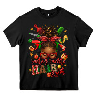Black santas favorite hair stylist afro messy bun Heavy Core Tee - texasbilliewilder