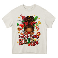 Cream santas favorite hair stylist afro messy bun Heavy Core Tee - texasbilliewilder