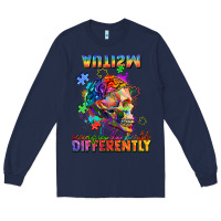 Navy Autism seeing in the world differently Long Sleeve Tee - FaDigitalArtStudio