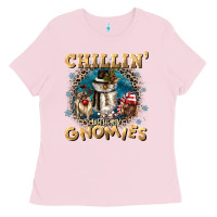 Bubblegum Pink chillin with my gnomies Ladies Tee - CowGirlArtShop