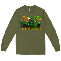 Army Green feeling lucky with gnomes on truck Long Sleeve Tee - FaDigitalArtStudio