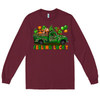 Burgundy feeling lucky with gnomes on truck Long Sleeve Tee - FaDigitalArtStudio