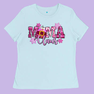 Mama Claus Pink Christmas Ladies Tee Designed By Cowgirlartshop