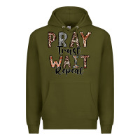 Army Green Pray Trust Wait Repeat Premium Hoodie - CowhideDigitalArt