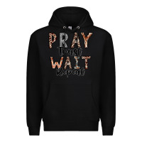 Black Pray Trust Wait Repeat Premium Hoodie - CowhideDigitalArt