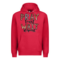 Cardinal Pray Trust Wait Repeat Premium Hoodie - CowhideDigitalArt