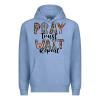 Colony Blue Pray Trust Wait Repeat Premium Hoodie - CowhideDigitalArt