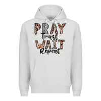 Dove Grey Pray Trust Wait Repeat Premium Hoodie - CowhideDigitalArt