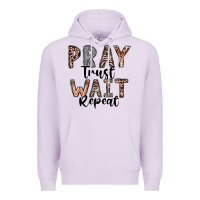 Lilac Pray Trust Wait Repeat Premium Hoodie - CowhideDigitalArt
