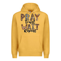 Mustard Pray Trust Wait Repeat Premium Hoodie - CowhideDigitalArt