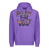 Purple Pray Trust Wait Repeat Premium Hoodie - CowhideDigitalArt