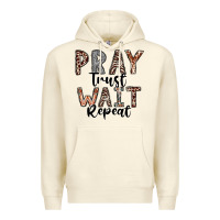 Sandshell Pray Trust Wait Repeat Premium Hoodie - CowhideDigitalArt