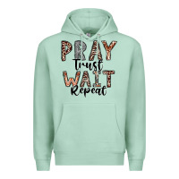 Seafoam Pray Trust Wait Repeat Premium Hoodie - CowhideDigitalArt