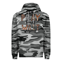 Slate Camo Pray Trust Wait Repeat Premium Hoodie - CowhideDigitalArt